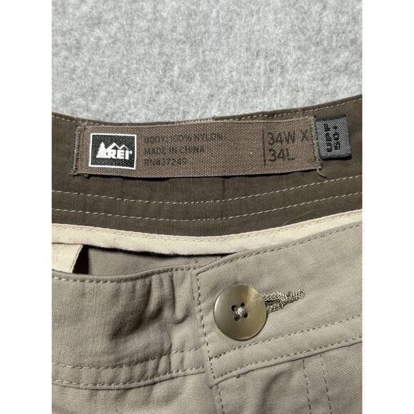 REI Co-Op Pants Men W34 L34 Nylon Hiking Fishing Breathable Water Resist Beige - Picture 2 of 15